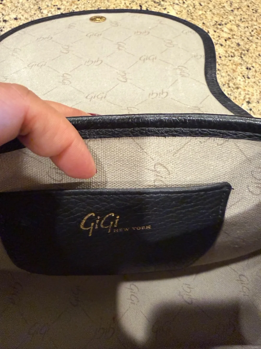 Gigi New York Cross Grain Leather Black Saddle Bag